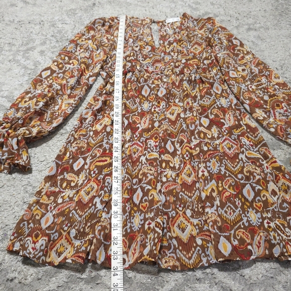 ACTIVE USA Nwot Long Sleeve Paisley Fit & Flare Mini Dress, Boho Cowgirl, L - Picture 13 of 16